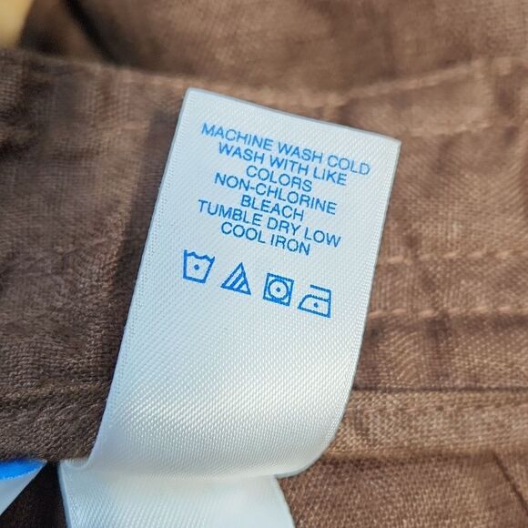 📐☔️🐞Liz Claiborne Brown Audra Linen Cropped Pants Size 6 - Picture 11 of 11